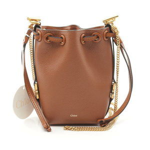 Chloe Marcie Bucket Bag Shoulder Bag Brown Leather